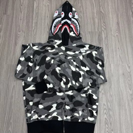 Black & White ABC CAMO BAPE SHARK HOODIE! NEW 2.0 DOUBLE HOOD VERSION LIMITED! 