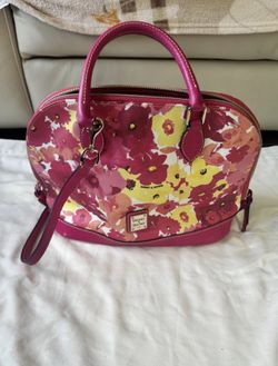 Dooney and Bourke (Rare) Pink and Yellow Floral Satchel Purse