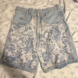 Vintage Small Jorts With Flower Fabric Patch Work