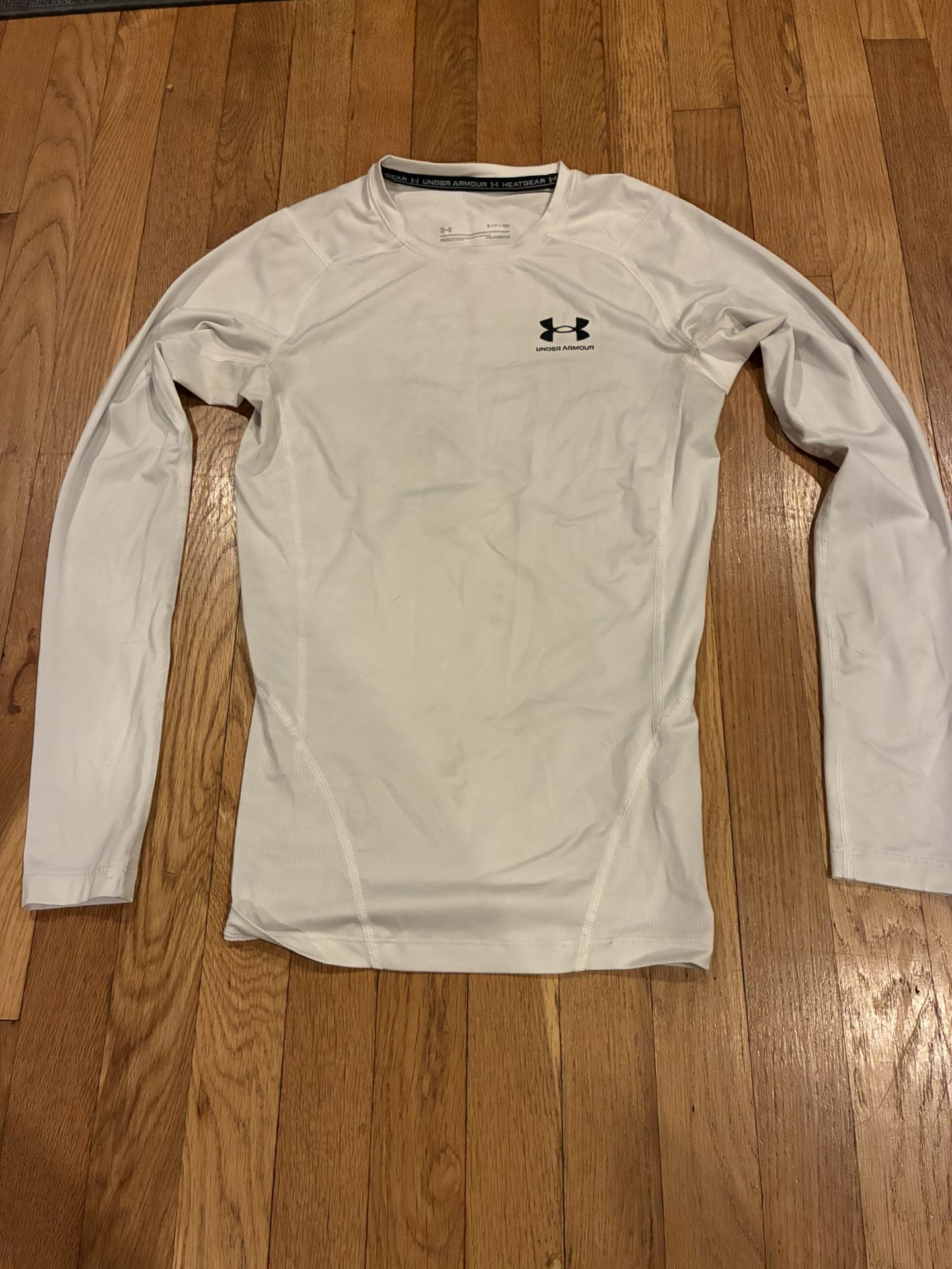 White Under Armour Men's HeatGear Armour Long Sleeve Compression Shirt- Size S