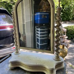 Shabby Chic Antique Mirror With Marble Top