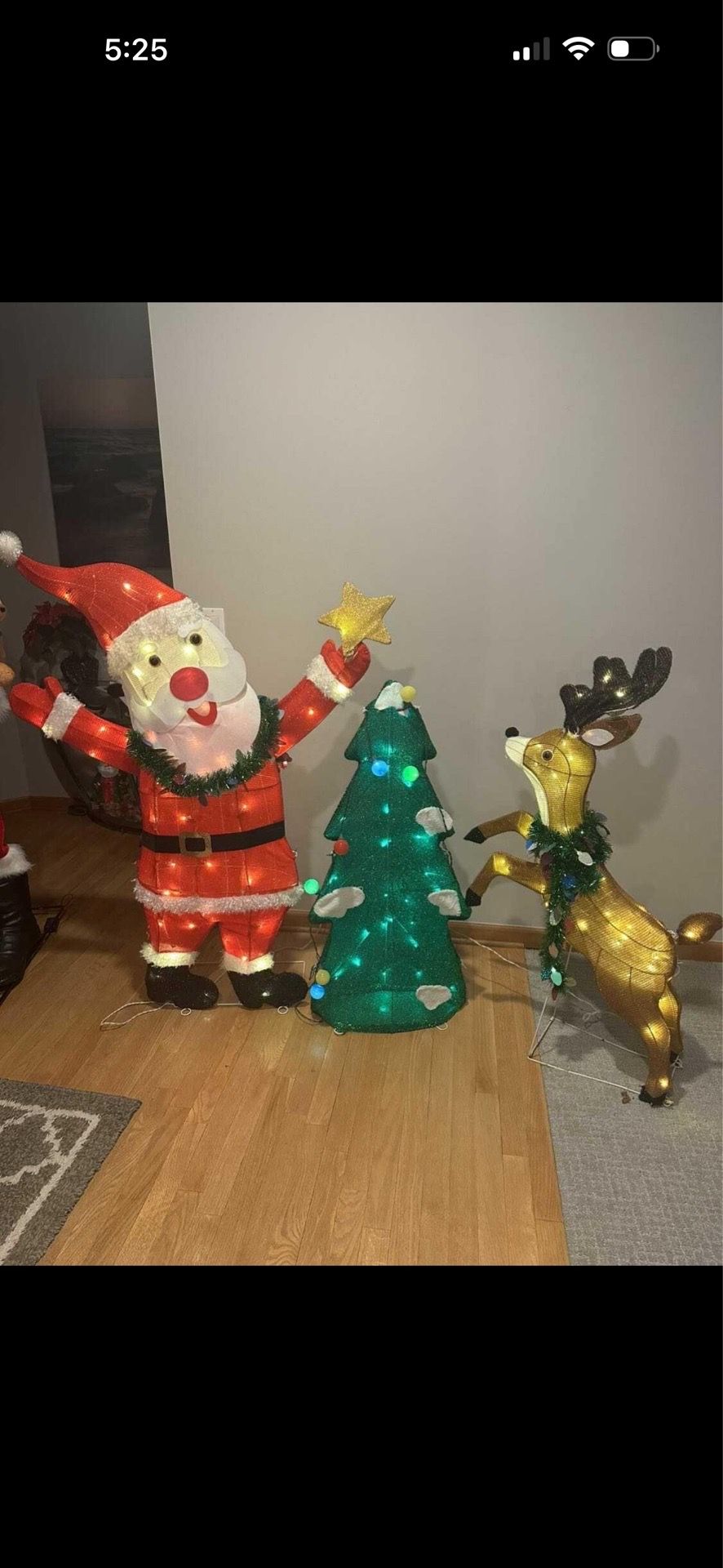 3 pieces LED Santa Deer and Tree Scene