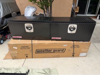 New weather guard Top Mount tool box black aluminum gloss size 64.25” long x 16” top x 13” wide asking $600
