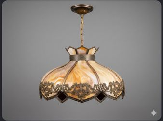 Vintage Mid Century Caramel Swirled Slag Glass Chandelier