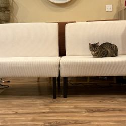 2 Armless Small Loveseats With USB Ports 