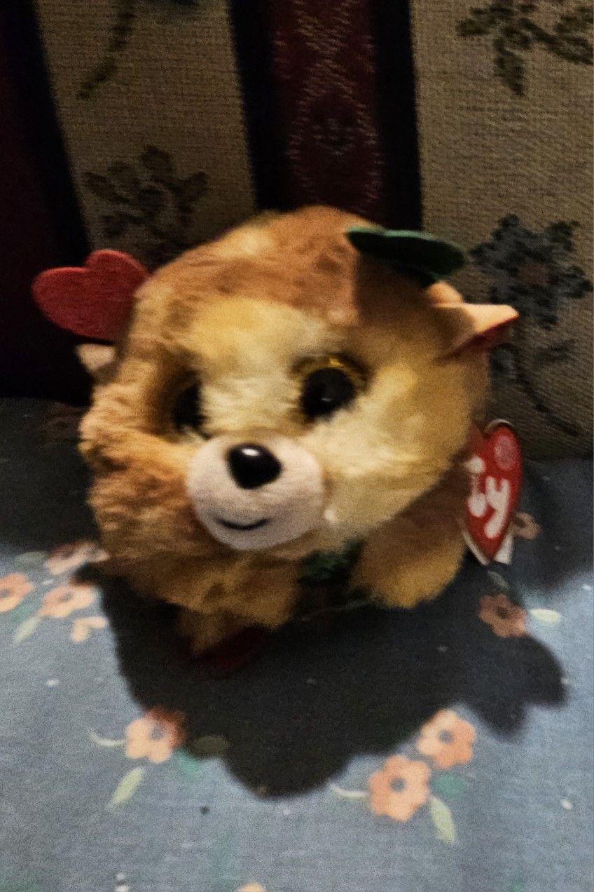 TY PUFFIES CHRISTMAS" FUDGE" THE REINDEER STUFFED PLUSH MINI ANIMAL TOY