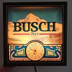 Vintage Busch Beer Clock Light Sign