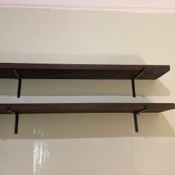 Restored Wood Shelves And Wrought Iron Brackets