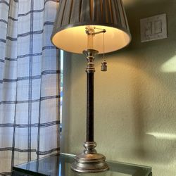 Antique Brass Corinthian Column Table Lamp (HEIGHT 31")