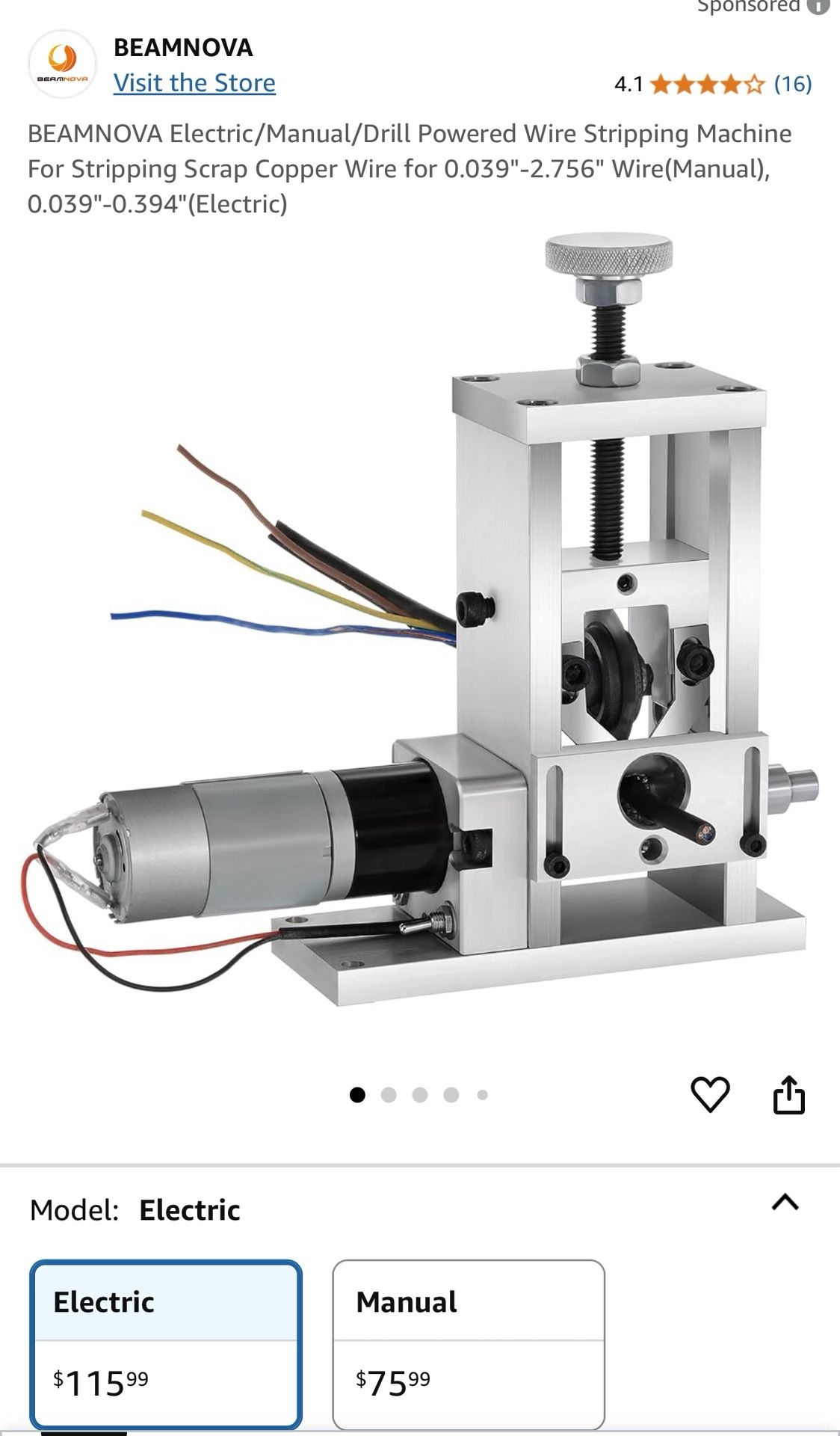 BEAMNOVA Electric/Manual/Drill Powered Wire Stripping Machine For Copper