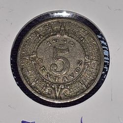 1940 Mexico 5 Centavo Coin