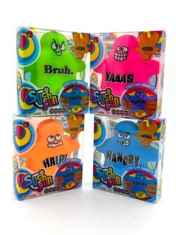 ​NEW JA-RU Suction Dude Stretchy Toy Set of 4 “Bruh” “Halp” “Hangry” “Yaaas” Fidget Toy