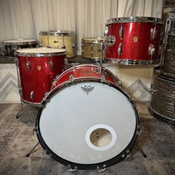 Vintage 60s Ludwig Super Classic Drum Set  in Red Sparkle 3-ply