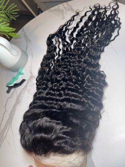 28 Inch Deep Wave Brazilian Human Hair Wig for Women 13x6 HD Lace Front Glueless Pre Plucked 210 Density Natural Black