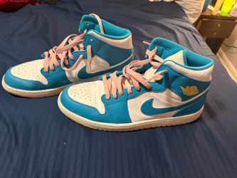Air Jordan 1 Mid Blue White Sneakers