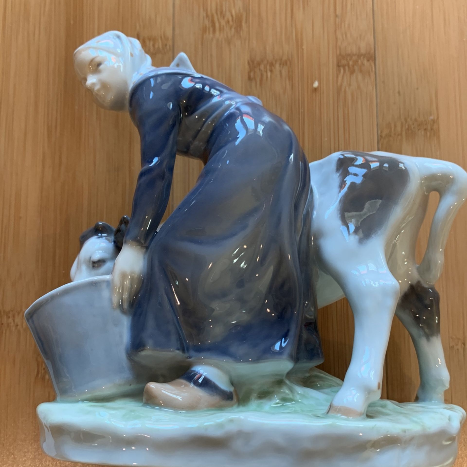 ROSENTHAL Porcelain Figurines -Farm Girl Feeding Cow 7”