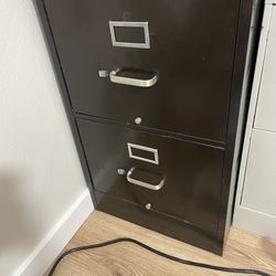2 Drawer Black Metal Filing Cabinet
