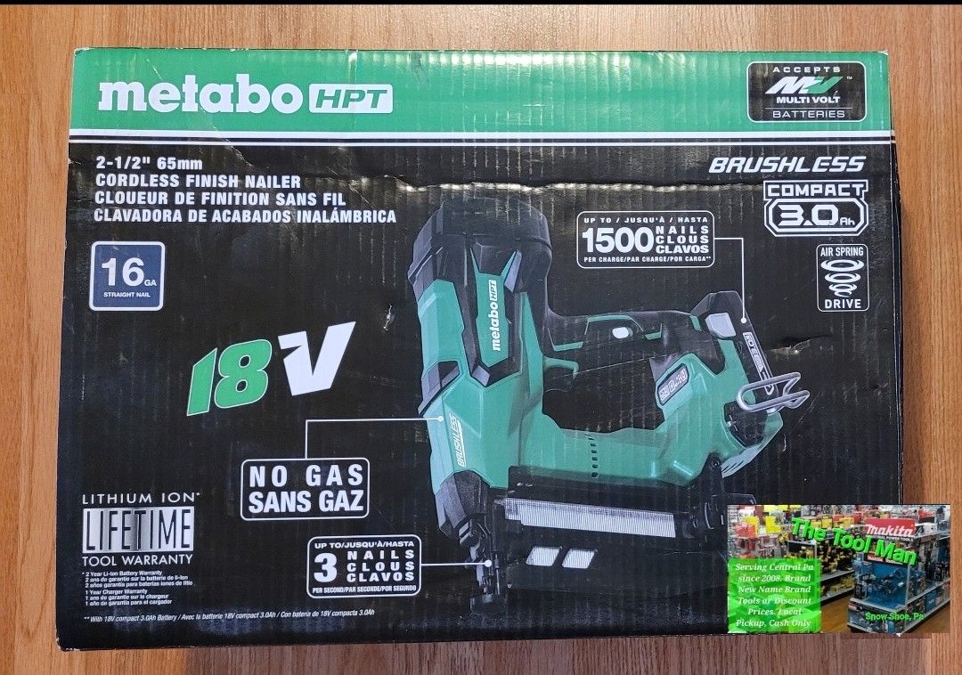 Metabo Hpt 16ga Cordless Finish Nailer Kit Brushless $200 Firm Pickup Only