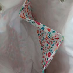 Floral Print Tote Bag with Rope Handles