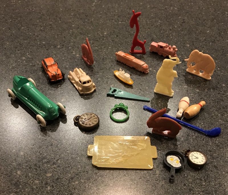 Collectible Cracker Jack and Gumball Toy Prizes (plastic and metal)