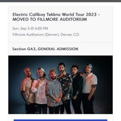 Electric Callboy Concert Tickets TONIGHT