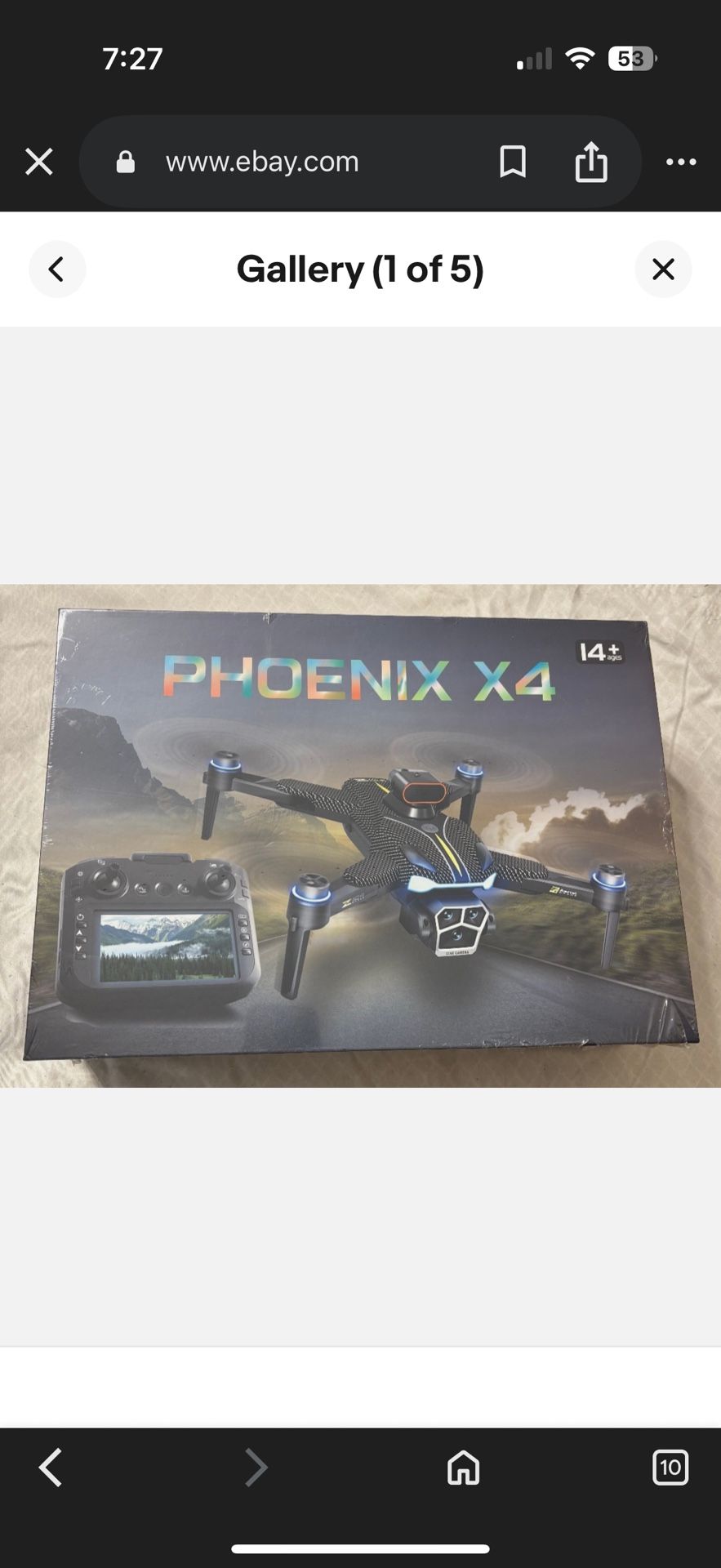Phoenix X4 Drone Cinematic Camera- Built In Screen Remote GPS - NEW Sealed box