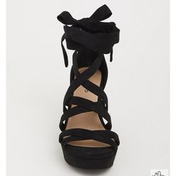  Faux Suede Strappy Ankle Wrap Platform Wedge (Ww)