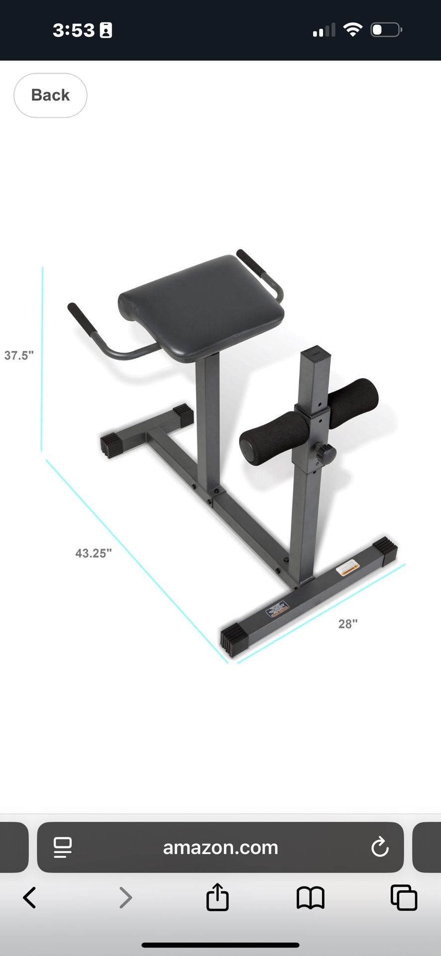Marcy Adjustable Hyper Extension Bench, Workout Gear, Workout Equipment, Exercise