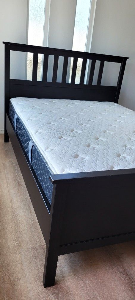 Queen Ikea Hemnes Bed Frame with Englander 12" Gel Memory Foam Mattress 