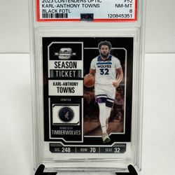 2023 Contenders Optic - Karl Anthony Towns Black FOTL 2/3 PSA 8 🔥 No POP Higher