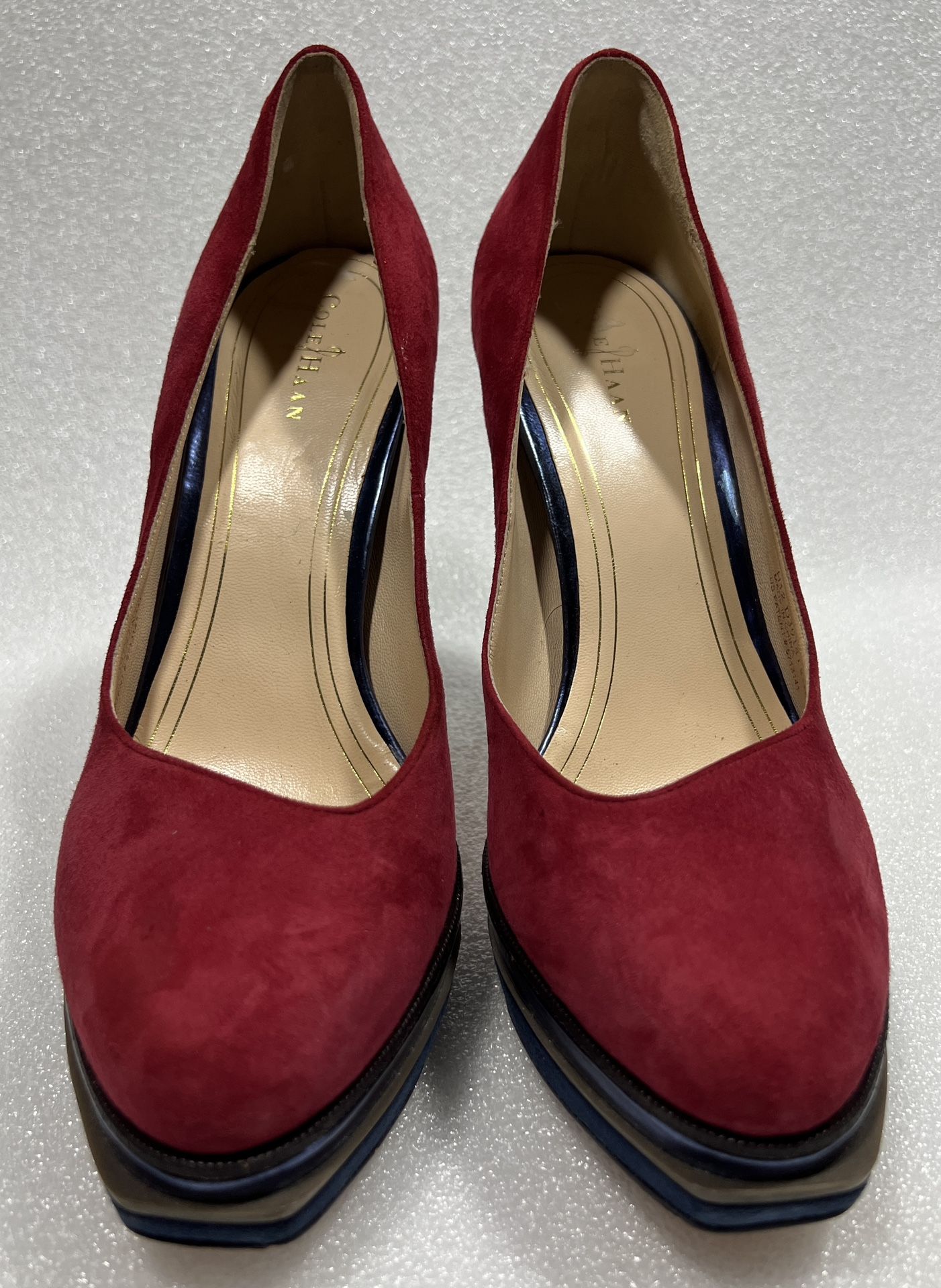 Cole Haan Red Blue Suede High Heel Pumps Shoes Women's Size 8.5 B