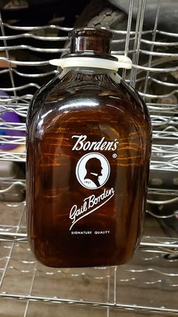 Vintage Brown Glass Borden Milk Jug