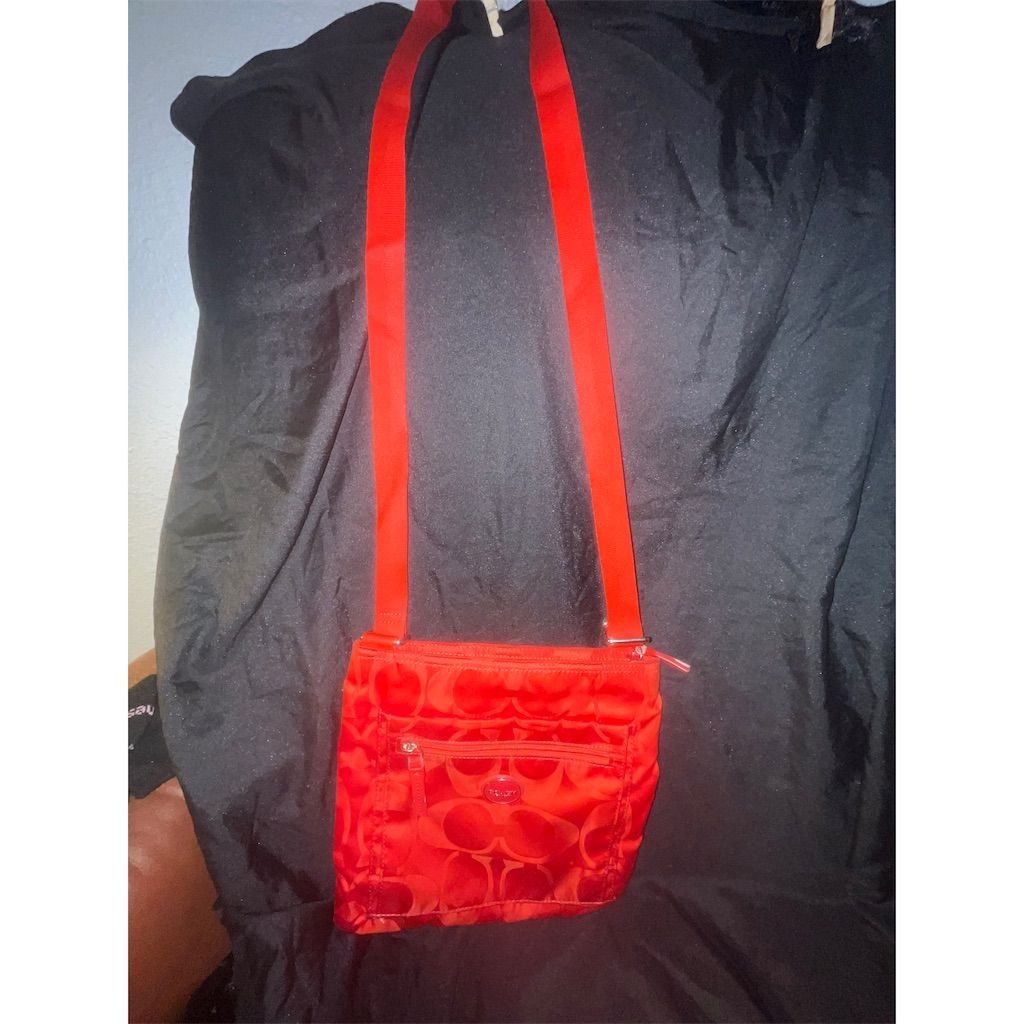 Coach Women's Crossbody Bag Red/Orange Adjustable Strap