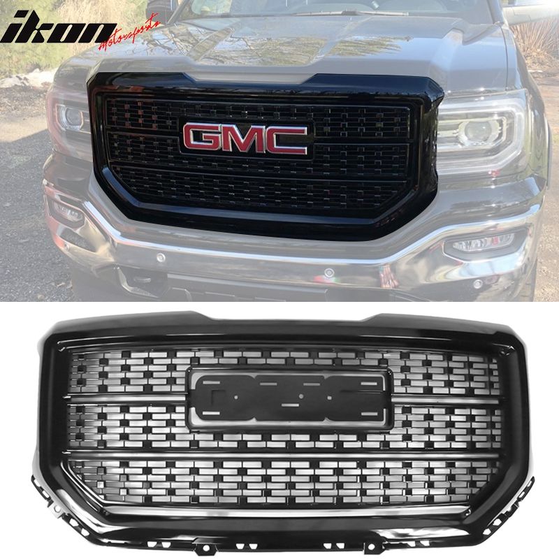 Fits 2016-2018 GMC Sierra 1500 Denali Style Front Grille Bumper Hood Grill Unpainted