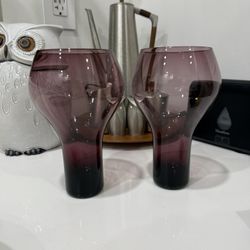 Vintage Rare set of 2 Amethyst Color Cocktail Glasses