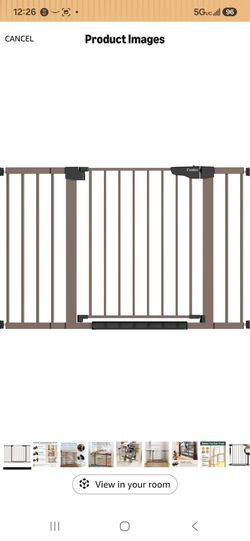 Baby Gate Dog Gate 30–46 Inch Cumbor Auto Close Walk Through Doorway Pet Gate Brown