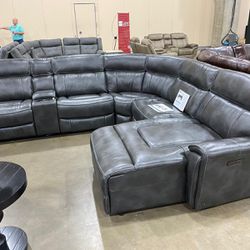 Leather Sectional Power Recliners