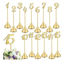 (Brand New in Box)  Maitys 15 Pcs Metal Table Numbers 1-15 with Weighted Base 8 Inch Table Number Stands for Wedding Reception, Party, Anniversary, Bi