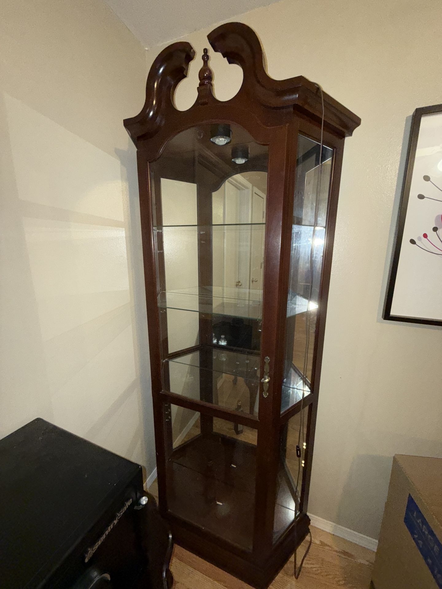Vintage Wood and Glass Display Cabinet