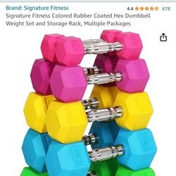 Colorful Dumbbell Set and Storage Rack