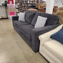 Charcoal Couch w/ Throw Pillows