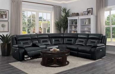 Dark Gray Leather Gel Power Reclining Sectional | 8229 / Regular price $2,099.00 Sale price $1,899.00
