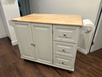 Solid Wood Top Kitchen Cart