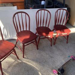 4 Kids Wood Chairs Very Sturdy, Nice Fit For Small Adults As Well. 