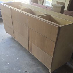 unfinished walnut wood veneer Island Cabinet (74"w x34.5"h x24d)