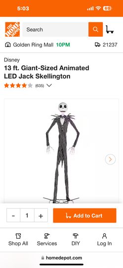 13” JACK SKELLINGTON NIGHTMARE BEFORE CHRISTMAS ANIMATRONIC
