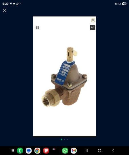 Watts TB1156F 1/2" Bronze High Capacity Feed Water Pressure Regulator With Union