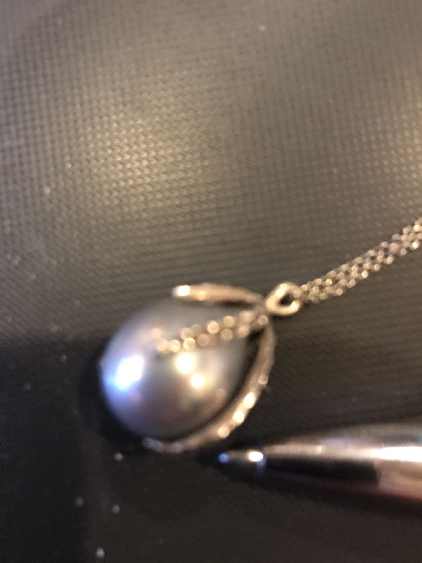 Wry Large Pearl Sterling Silver Chain N Pendant Stsmped