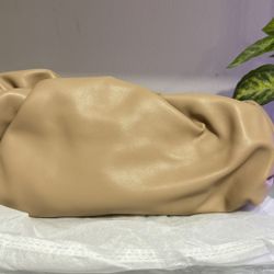 Nude Shoulder Bag Purse Casual Style Soft Faux Leather