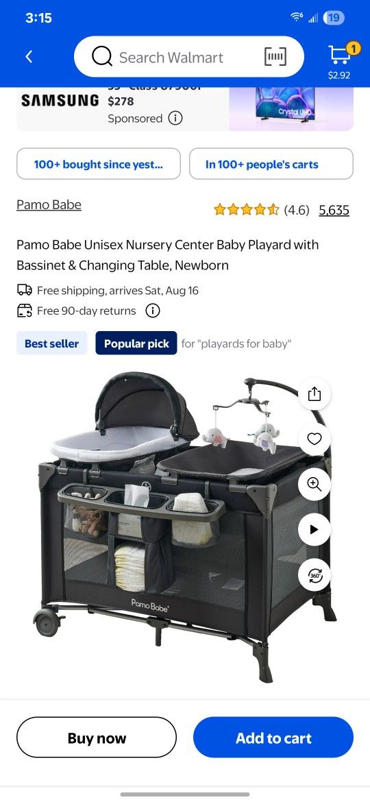 Pamo Babe Unisex Nursery Center Baby Playard with Bassinet & Changing Table, Newborn